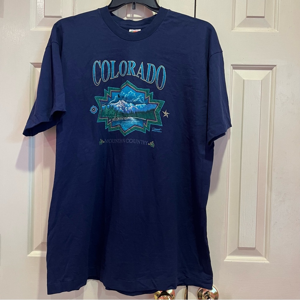 Vintage Colorado Mountain Country 1996 Single Stitch T-Shirt Navy XXL